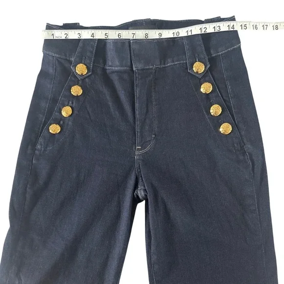 White House Black Market WHBM High-Rise Mariner Wide Leg Jeans Sailor Dark Sz 8 - Picture 5 of 15